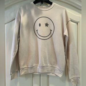 Smiley Face Sweatshirt in Cream